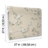 April Blossom Taupe by Ronald Redding Floral Wallpaper – York Designer Series ZA8075