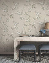April Blossom Taupe by Ronald Redding Floral Wallpaper – York Designer Series ZA8075