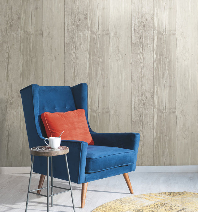 Wide Wooden Planks Grey & Black Wallpaper with Rustic Wood Look Pattern, Prepasted Sure Strip - York ZB3347