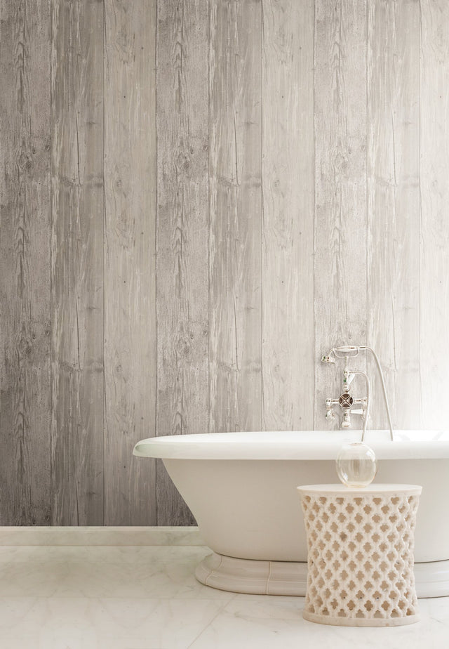 Wide Wooden Planks Grey & Black Wallpaper with Rustic Wood Look Pattern, Prepasted Sure Strip - York ZB3347