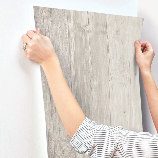 Wide Wooden Planks Grey & Black Wallpaper with Rustic Wood Look Pattern, Prepasted Sure Strip - York ZB3347