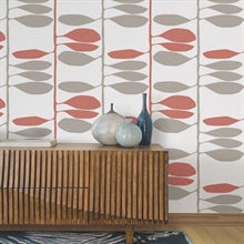Sculpted Vines Vermillion & Graphite by York Wallcoverings Modern Botanical Wallpaper – York Wallcoverings ZM2802