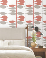 Sculpted Vines Vermillion & Graphite by York Wallcoverings Modern Botanical Wallpaper – York Wallcoverings ZM2802