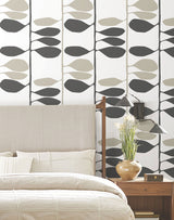 Sculpted Vines Carbon & Linen by York Wallcoverings Botanical Non Woven Wallpaper- York Wallcoverings ZM2804