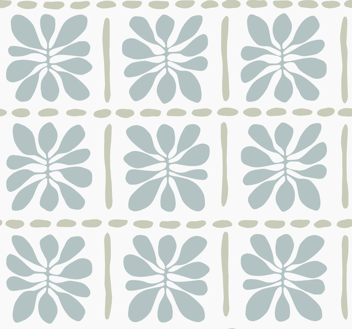 York Wallcoverings Mimosa Fleur Mineral Wallpaper roll and pattern in blue and sage