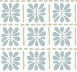 York Wallcoverings Mimosa Fleur Mineral Wallpaper roll and pattern in blue and sage