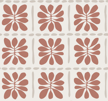Mimosa Fleur Terracotta non woven wallpaper by York Wallcoverings, pattern ZM2809