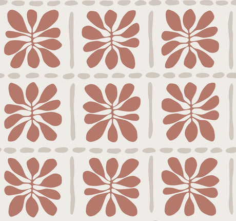 Mimosa Fleur Terracotta non woven wallpaper by York Wallcoverings, pattern ZM2809