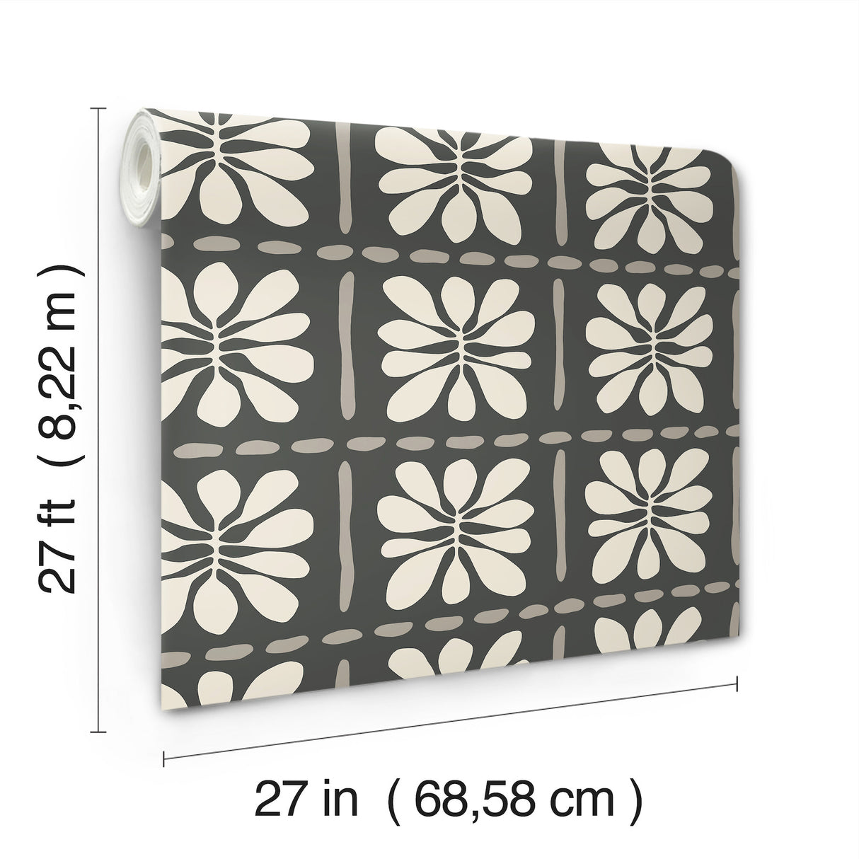 Mimosa Fleur Carbon Black by York Wallcoverings Floral Wallpaper – York Wallcoverings ZM2810