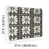 Mimosa Fleur Carbon Black by York Wallcoverings Floral Wallpaper – York Wallcoverings ZM2810