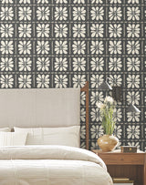 Mimosa Fleur Carbon Black by York Wallcoverings Floral Wallpaper – York Wallcoverings ZM2810
