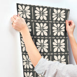 Mimosa Fleur Carbon Black by York Wallcoverings Floral Wallpaper – York Wallcoverings ZM2810