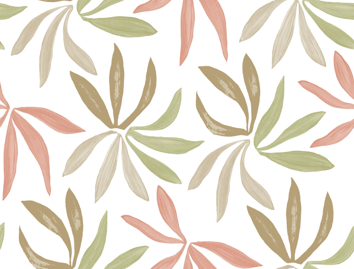 Little Garden Leaf & Coral Wallpaper by York Wallcoverings - ZM2812
