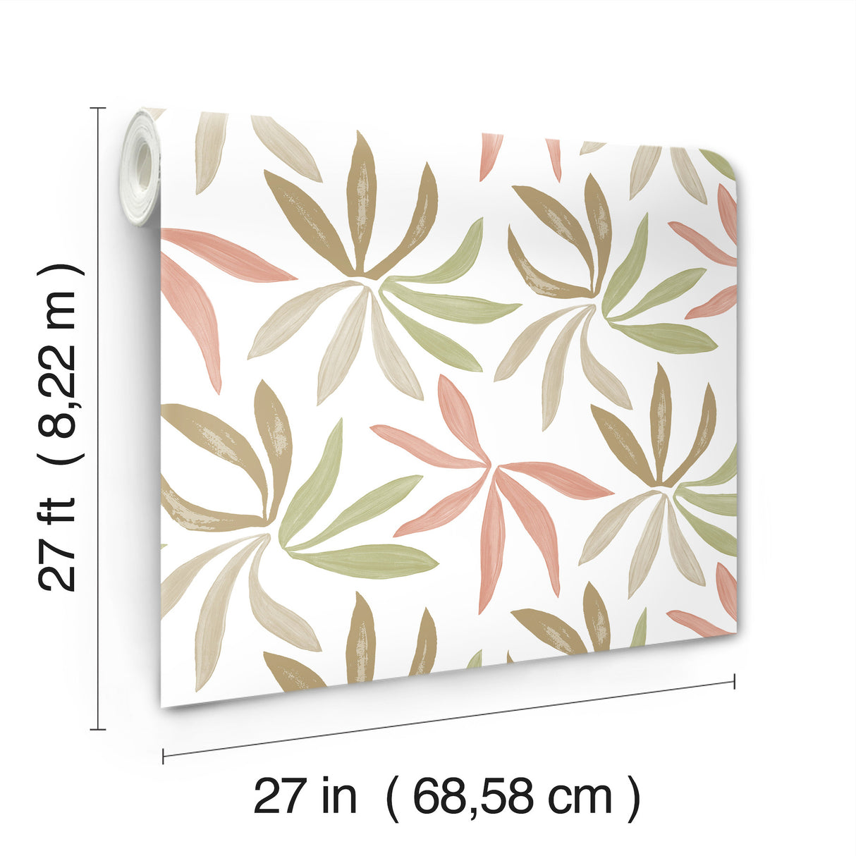Little Garden Leaf & Coral by York Wallcoverings Artisan Studio Tropical Bohemian Deconstructed Palm Leaf Non Woven Unpasted Wallpaper - ZM2812