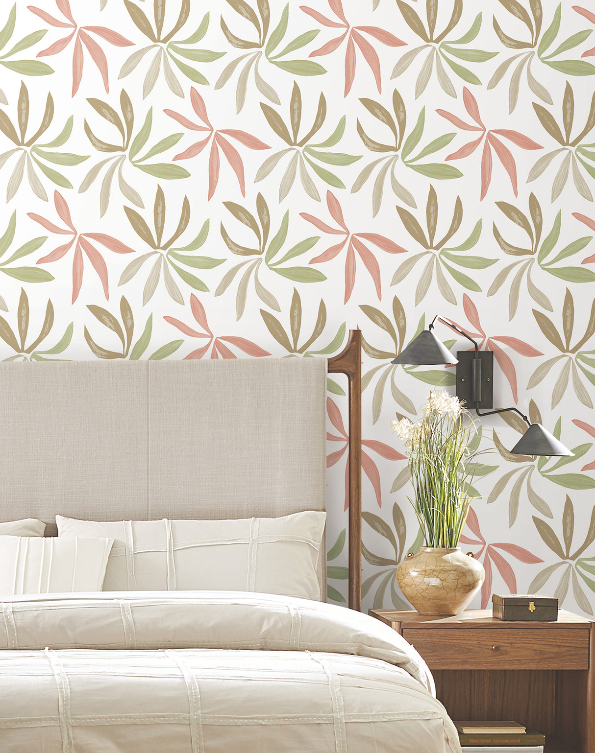 Little Garden Leaf & Coral by York Wallcoverings Artisan Studio Tropical Bohemian Deconstructed Palm Leaf Non Woven Unpasted Wallpaper - ZM2812