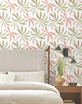 Little Garden Leaf & Coral by York Wallcoverings Artisan Studio Tropical Bohemian Deconstructed Palm Leaf Non Woven Unpasted Wallpaper - ZM2812