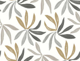 York Wallcoverings Little Garden wallpaper in Graphite & Gold with painterly palm leaves, 27 in x 27 ft roll.