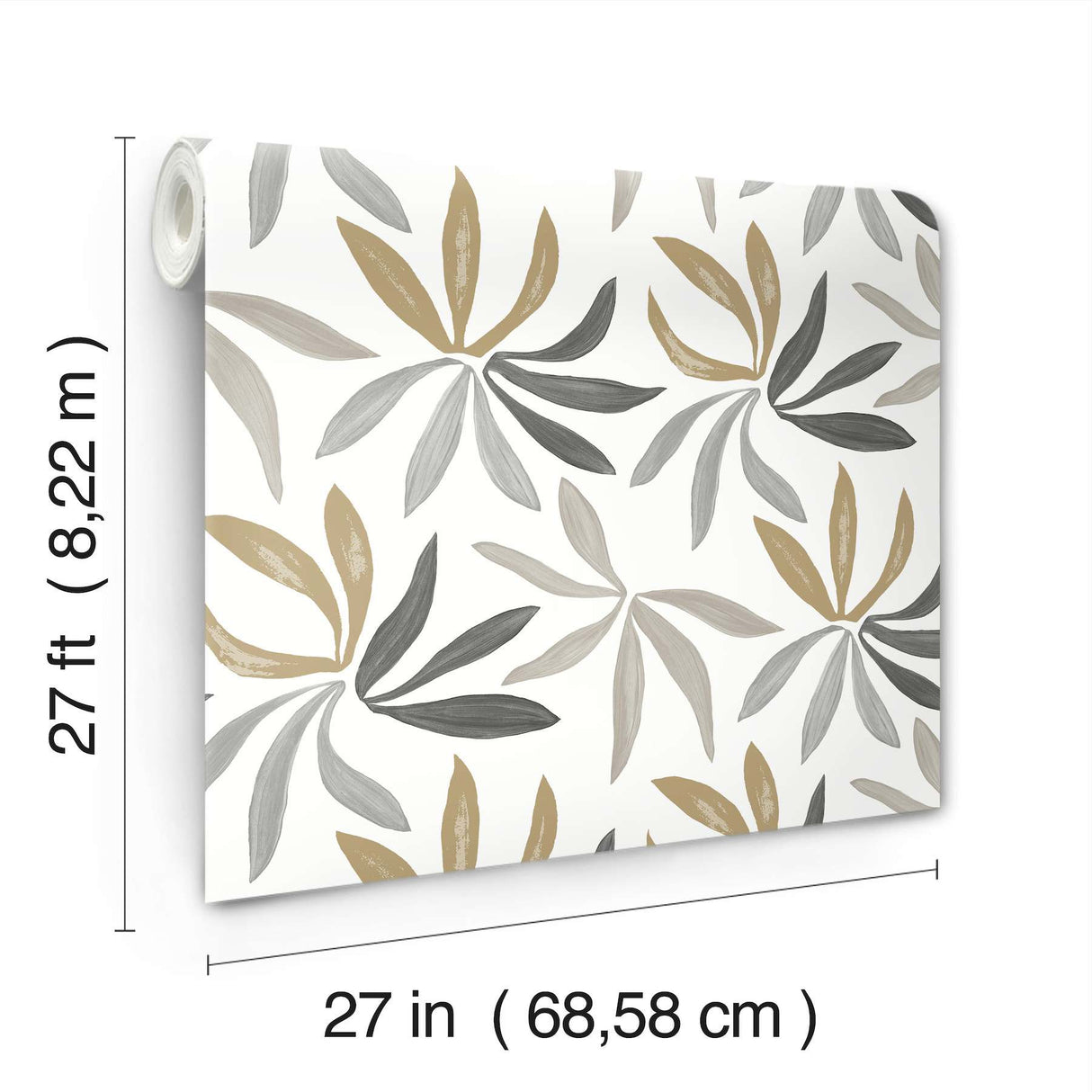 Little Garden Graphite & Gold by York Wallcoverings Tropical Wallpaper – York Wallcoverings ZM2816