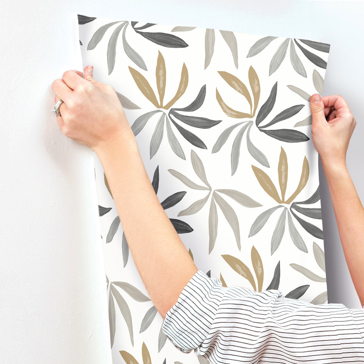 Little Garden Graphite & Gold by York Wallcoverings Tropical Wallpaper – York Wallcoverings ZM2816
