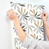 Little Garden Graphite & Gold by York Wallcoverings Tropical Wallpaper – York Wallcoverings ZM2816