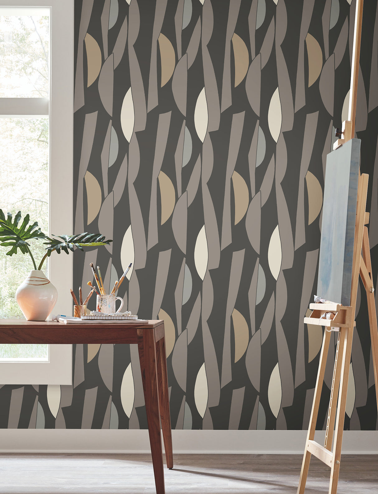 Balance Carbon and Graphite by York Wallcoverings Geometric Metallic Non Woven Wallpaper - Artisan Studio ZM2826
