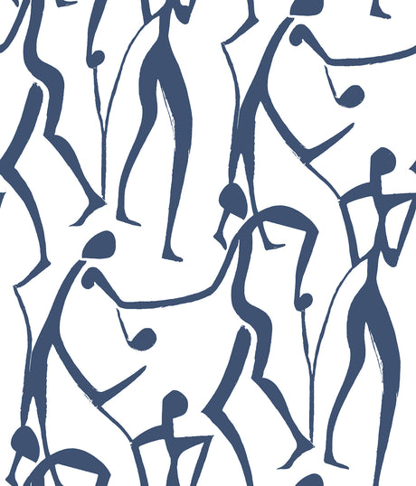 Joyful Dancers Ultramarine abstract figure wallpaper by York Wallcoverings