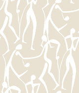Joyful Dancers Nude wallpaper by York Wallcoverings ZM2834 – abstract dancing figures in beige and white