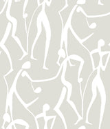 Joyful Dancers Lichen Grey abstract figure wallpaper by York Wallcoverings, SKU ZM2835