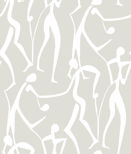 Joyful Dancers Lichen Grey abstract figure wallpaper by York Wallcoverings, SKU ZM2835