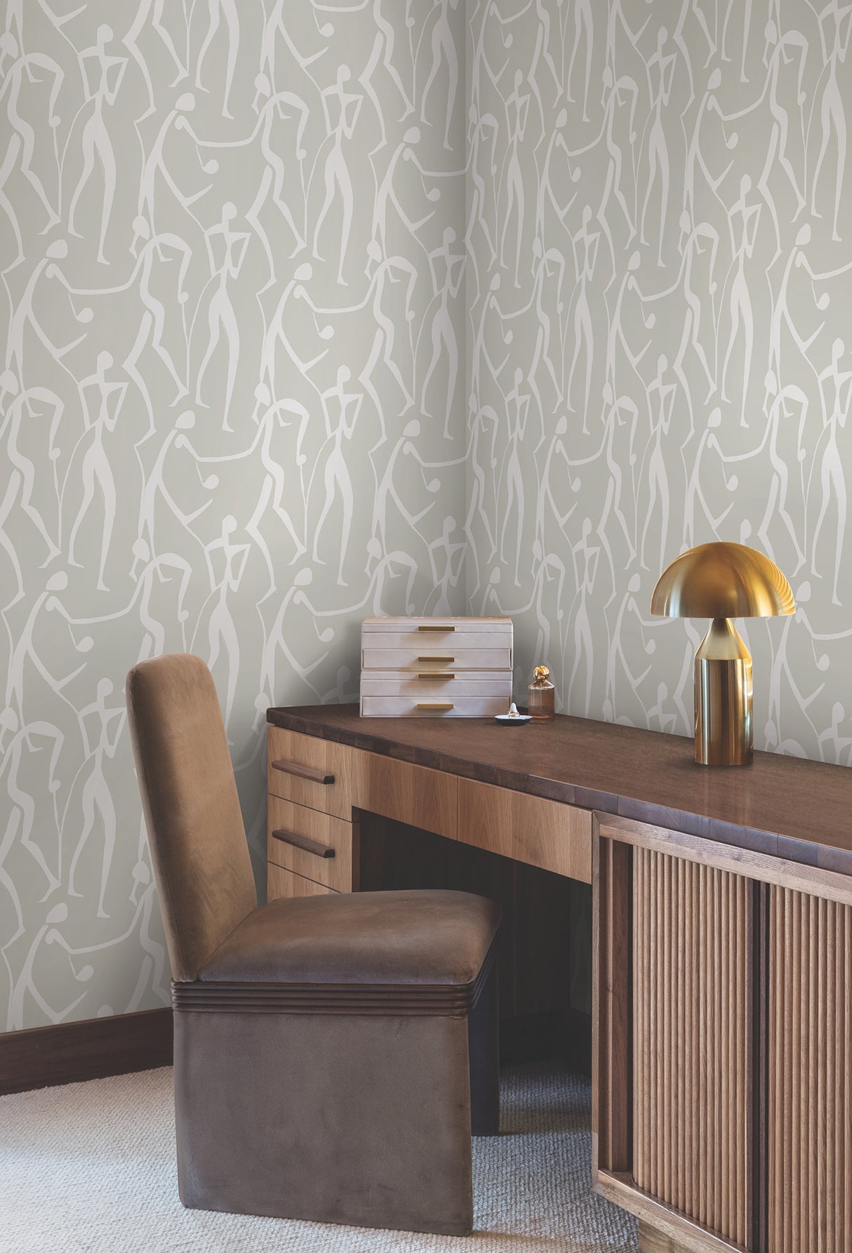 Joyful Dancers Lichen Grey by York Wallcoverings Non Woven Wallpaper – York Wallcoverings ZM2835