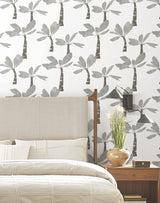 Painted Oasis Carbon & Graphite by York Wallcoverings Tropical Wallpaper – York Wallcoverings ZM2838