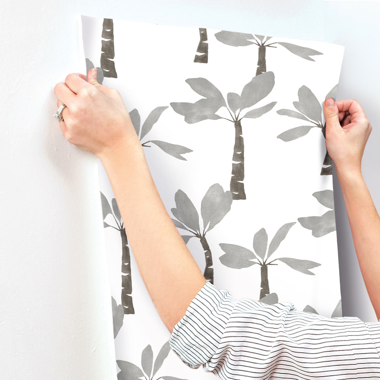 Painted Oasis Carbon & Graphite by York Wallcoverings Tropical Wallpaper – York Wallcoverings ZM2838