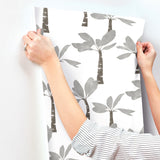 Painted Oasis Carbon & Graphite by York Wallcoverings Tropical Wallpaper – York Wallcoverings ZM2838