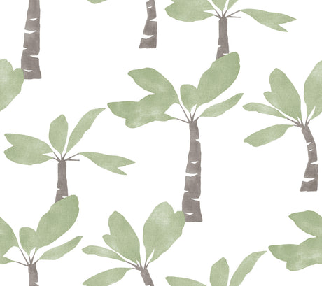 York Wallcoverings Painted Oasis Leaf Green palm tree wallpaper roll, 27 in x 27 ft