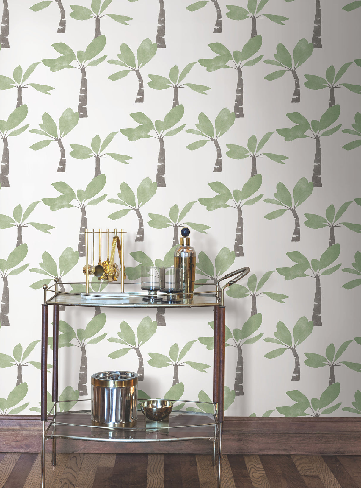 Painted Oasis Leaf Green by York Wallcoverings Tropical Wallpaper – York Wallcoverings ZM2839