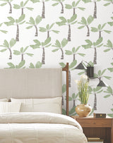 Painted Oasis Leaf Green by York Wallcoverings Tropical Wallpaper – York Wallcoverings ZM2839
