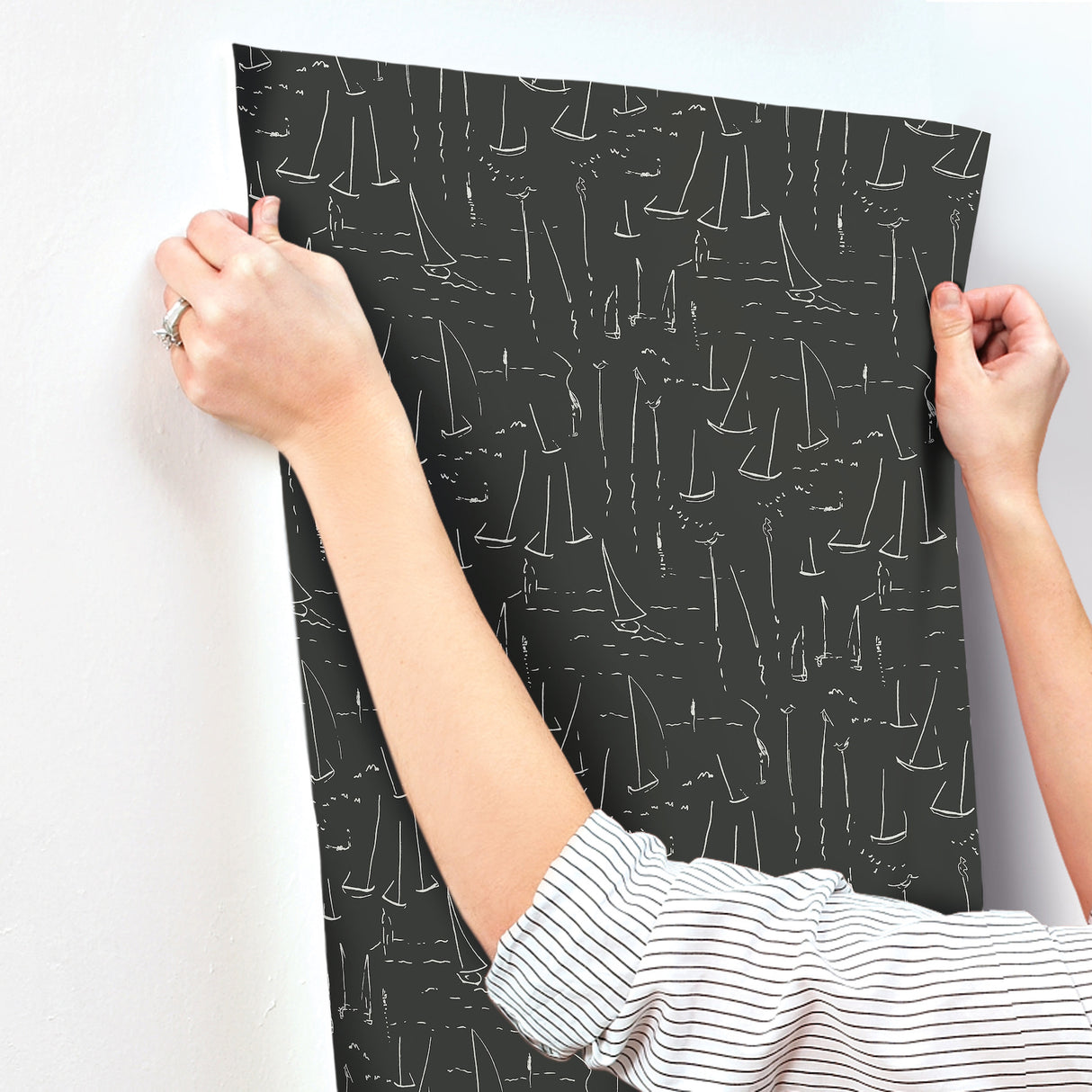 Vermillion Coast Carbon Black by York Wallcoverings Nautical Wallpaper – York Wallcoverings ZM2842