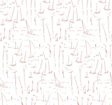 Vermillion Coast Vermillion sailboat wallpaper in terracotta by York Wallcoverings, SKU ZM2843
