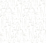 York Wallcoverings Vermillion Coast Silver Wallpaper roll, 27 in W x 27 ft L, nautical sailboat pattern
