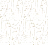 Vermillion Coast Gold wallpaper by York Wallcoverings, metallic gold sailboat line art on white, pattern ZM2845