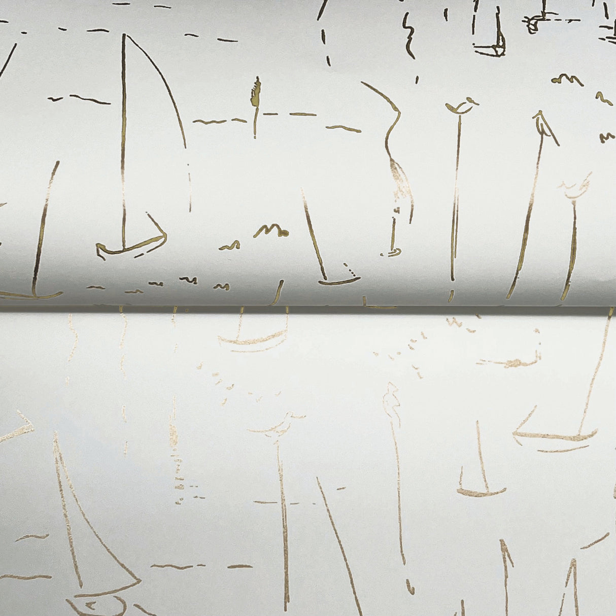 Vermillion Coast Gold by York Wallcoverings Nautical Sailboat Wallpaper – York Wallcoverings ZM2845