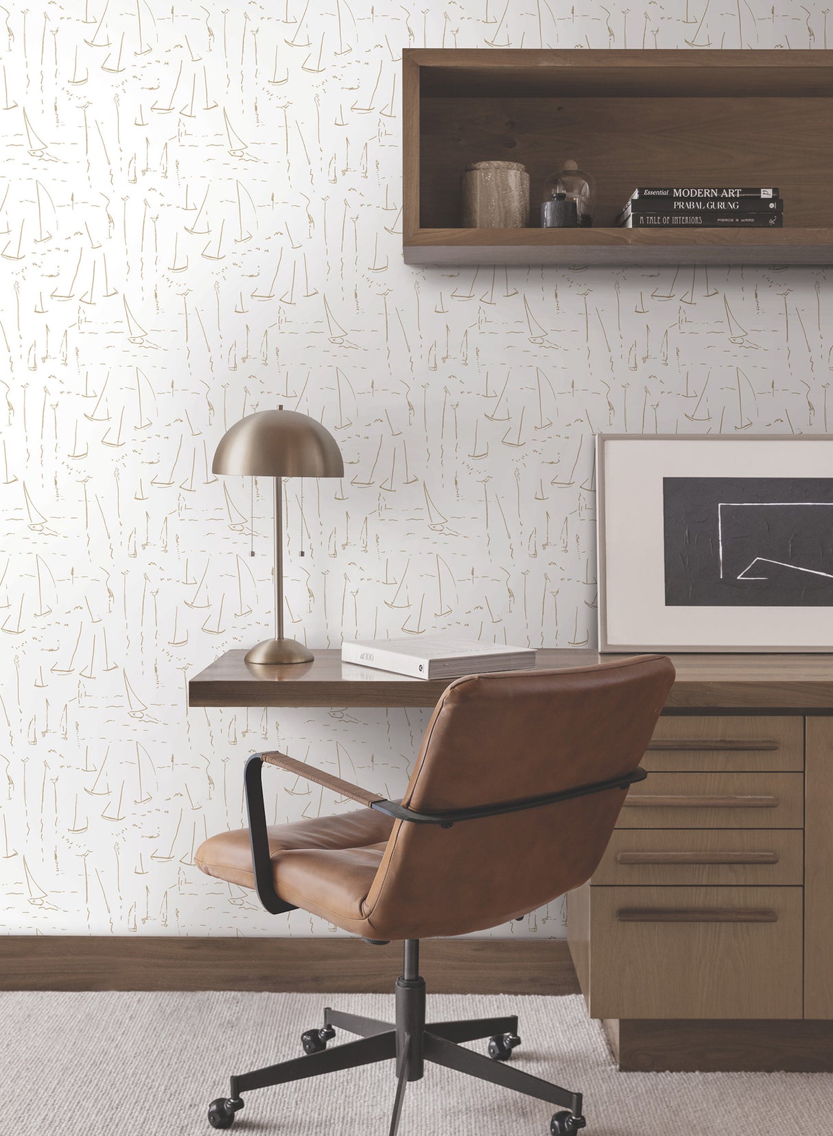 Vermillion Coast Gold by York Wallcoverings Nautical Sailboat Wallpaper – York Wallcoverings ZM2845
