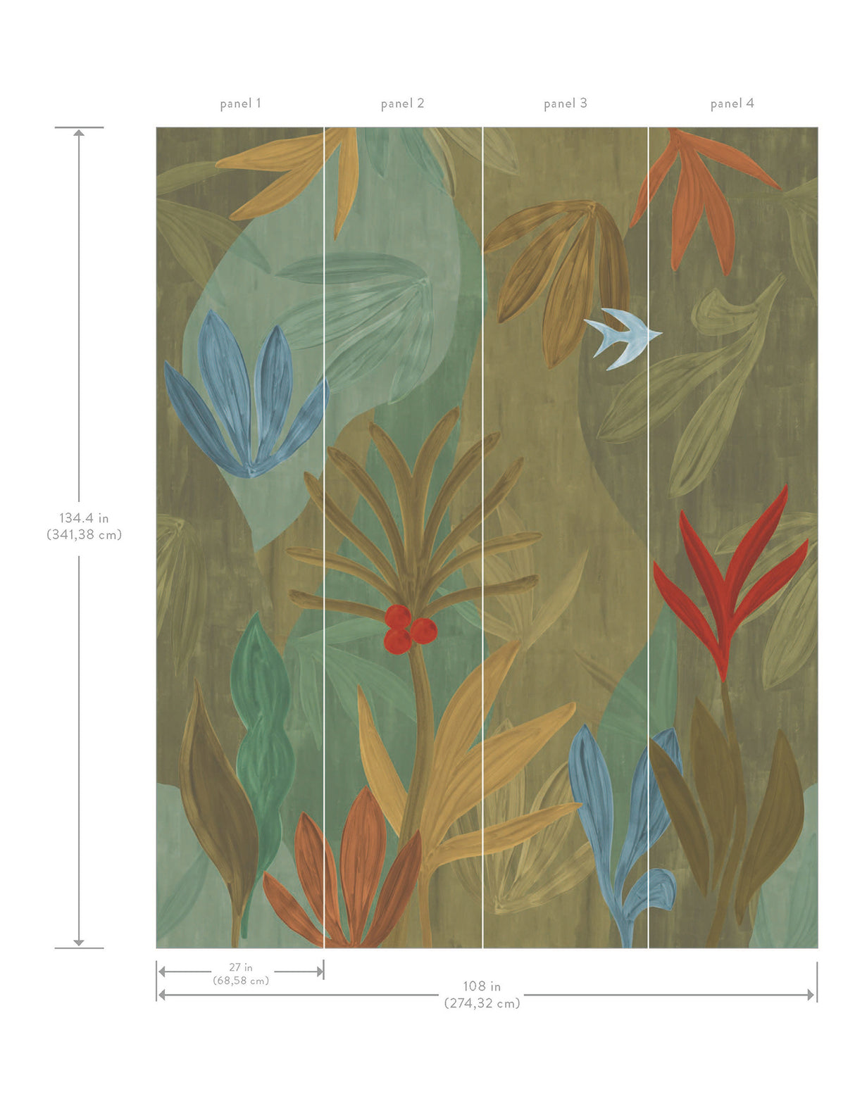 Chambord Gardens Leaf & Olive by York Wallcoverings Wall Mural – York Wallcoverings ZM2847M