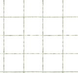 La Vitre Plaid Leaf Wallpaper by York Wallcoverings Artisan Studio ZM2852 - Sage Green Geometric Grid Pattern on White Non Woven