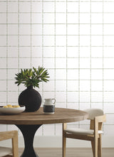 La Vitre Plaid Leaf by York Wallcoverings Modern Geometric Sage Green Grid Unpasted Non Woven Wallpaper Artisan Studio ZM2852