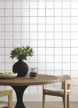La Vitre Plaid Carbon Black by York Wallcoverings Non Woven Wallpaper- York Wallcoverings ZM2854