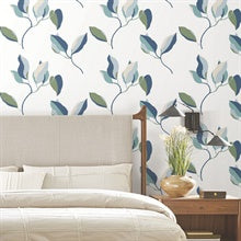 Brushwork Branches Alpine & Cobalt by York Wallcoverings Botanical Wallpaper – York Wallcoverings ZM2871