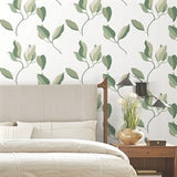 Brushwork Branches Leaf Green by York Wallcoverings Botanical Wallpaper- York Wallcoverings ZM2872