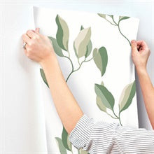 Brushwork Branches Leaf Green by York Wallcoverings Botanical Wallpaper- York Wallcoverings ZM2872