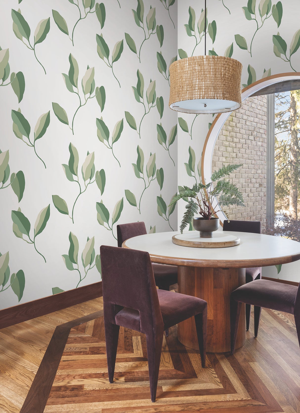 Brushwork Branches Leaf Green by York Wallcoverings Botanical Wallpaper- York Wallcoverings ZM2872